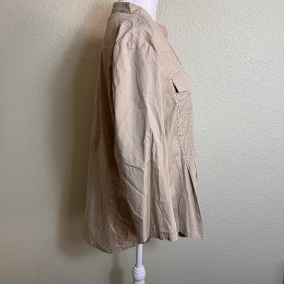 Cocomo Women's Blouse Pleated Size L 3/4 Sleeve Tan Boho Peasant Pleated - Picture 2 of 5